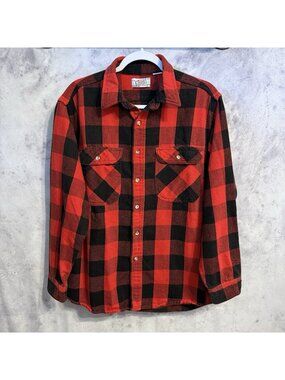 Vtg Private Property Heavy Cotton Flannel Shirt Mens XL Buffalo Check USA 90s